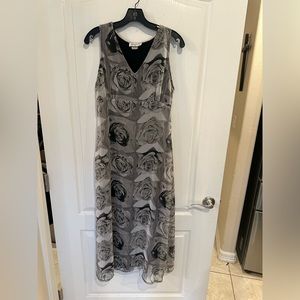The original inc vintage gray rose floral sleeveless midi dress size large